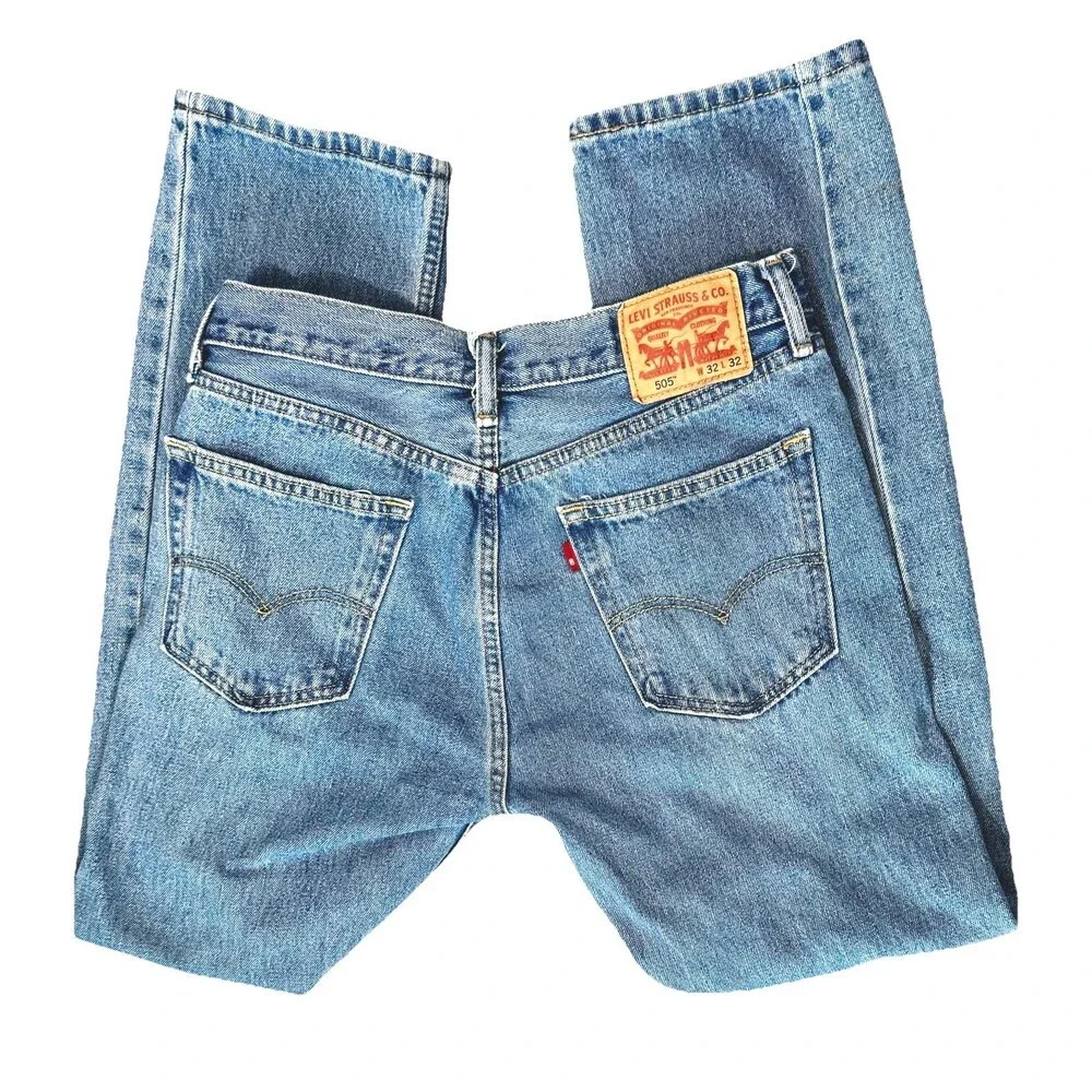 Levis 505 Jeans 32x32 Light Wash Straight Leg Classic Denim Mens